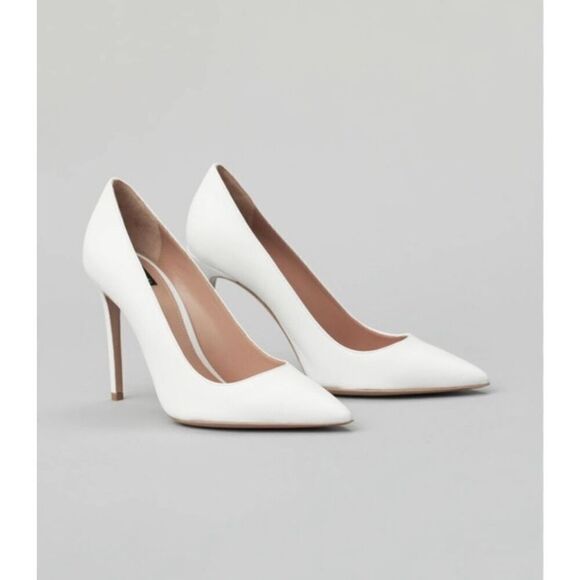 LITA by Ciara White Leather Stiletto Pumps Shoes - Picture 5 of 10